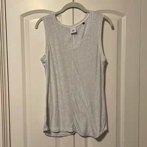 Cabi White & Geay Striped Tank - Size Small